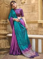 Gaji Silk Purple Festival Wear Handwork Saree